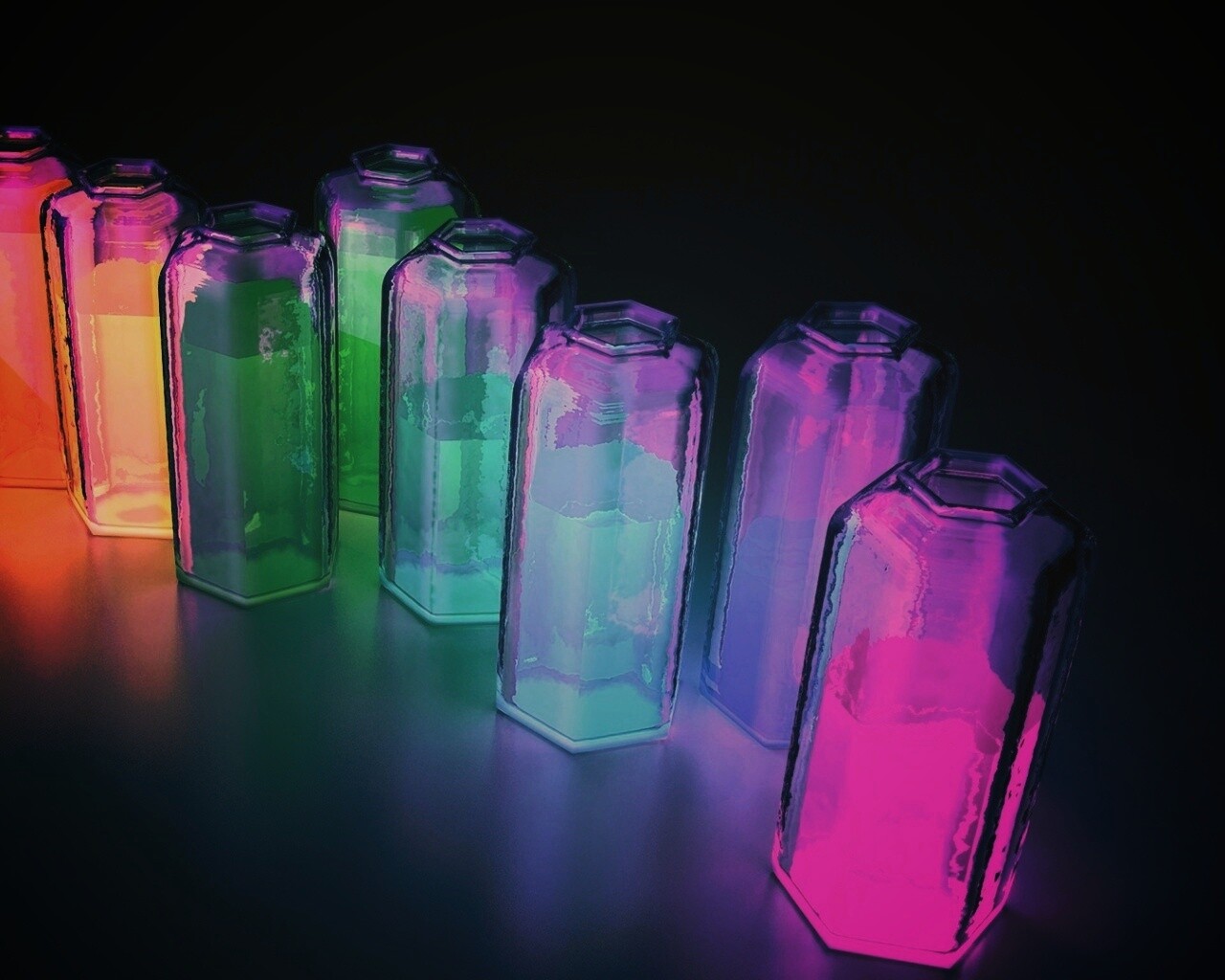 Баночки с цветными жидкостями обои