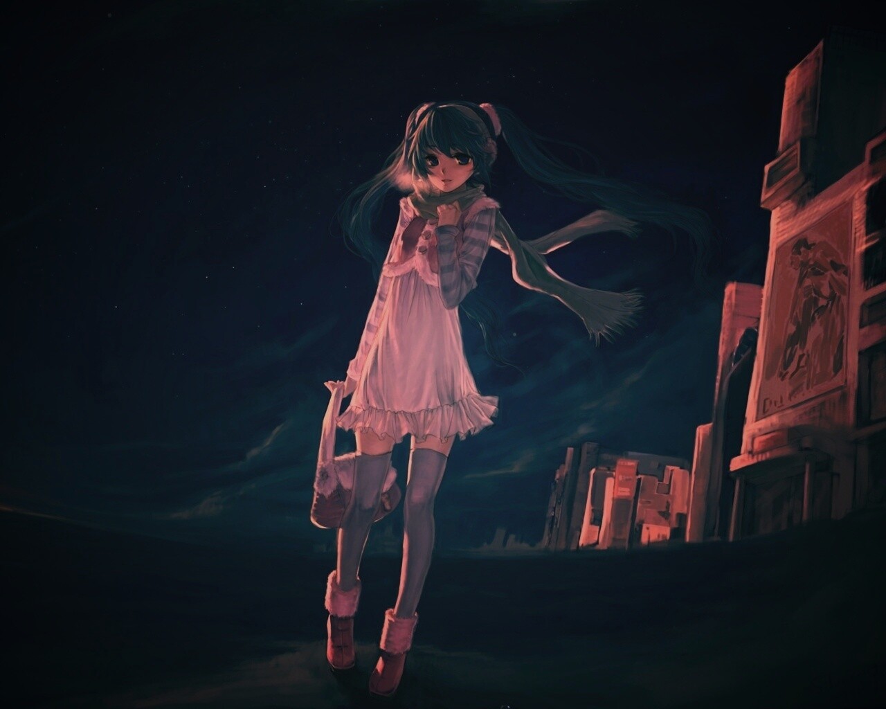 Девочка уходит из города обои