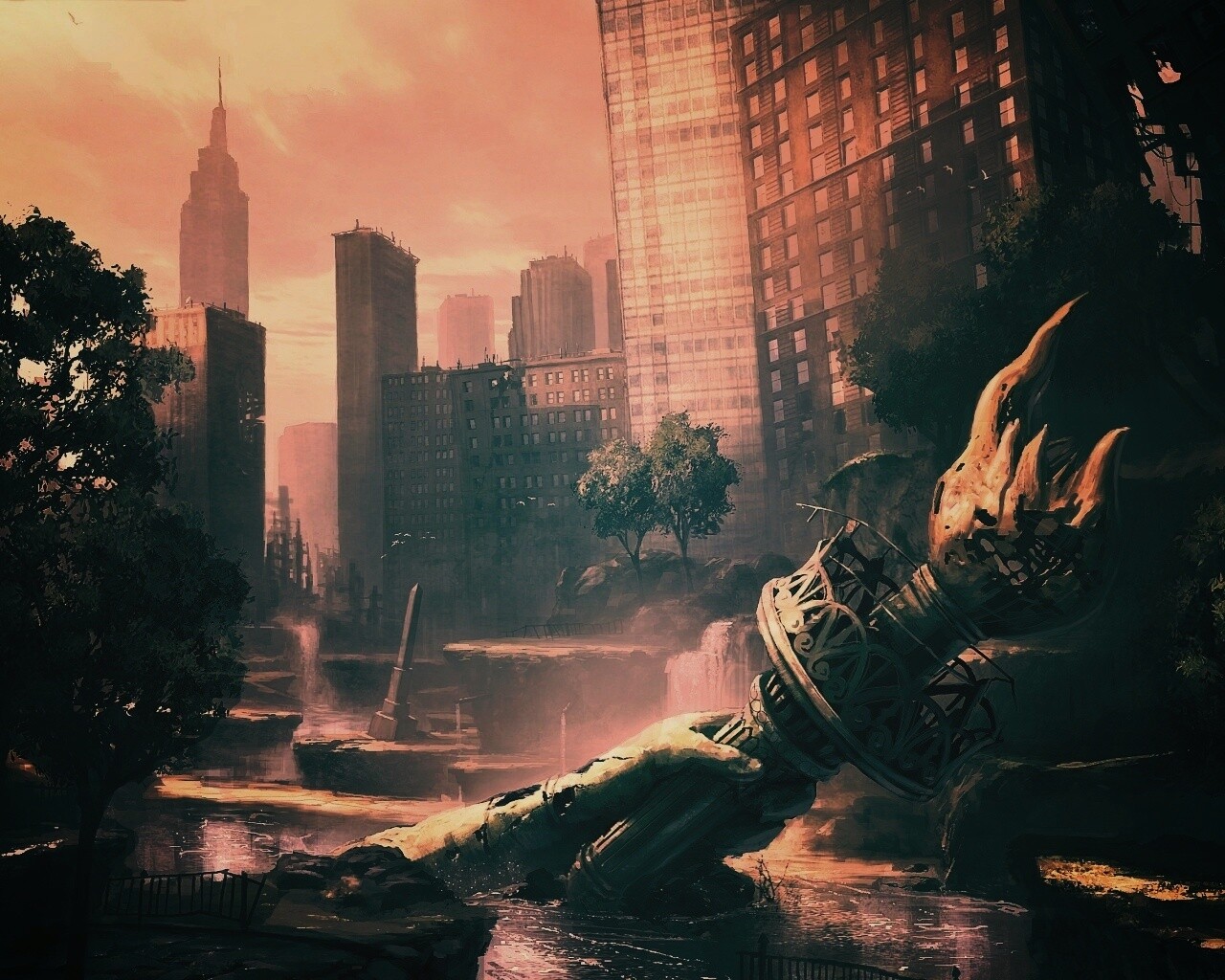 Руины статуи свободы обои