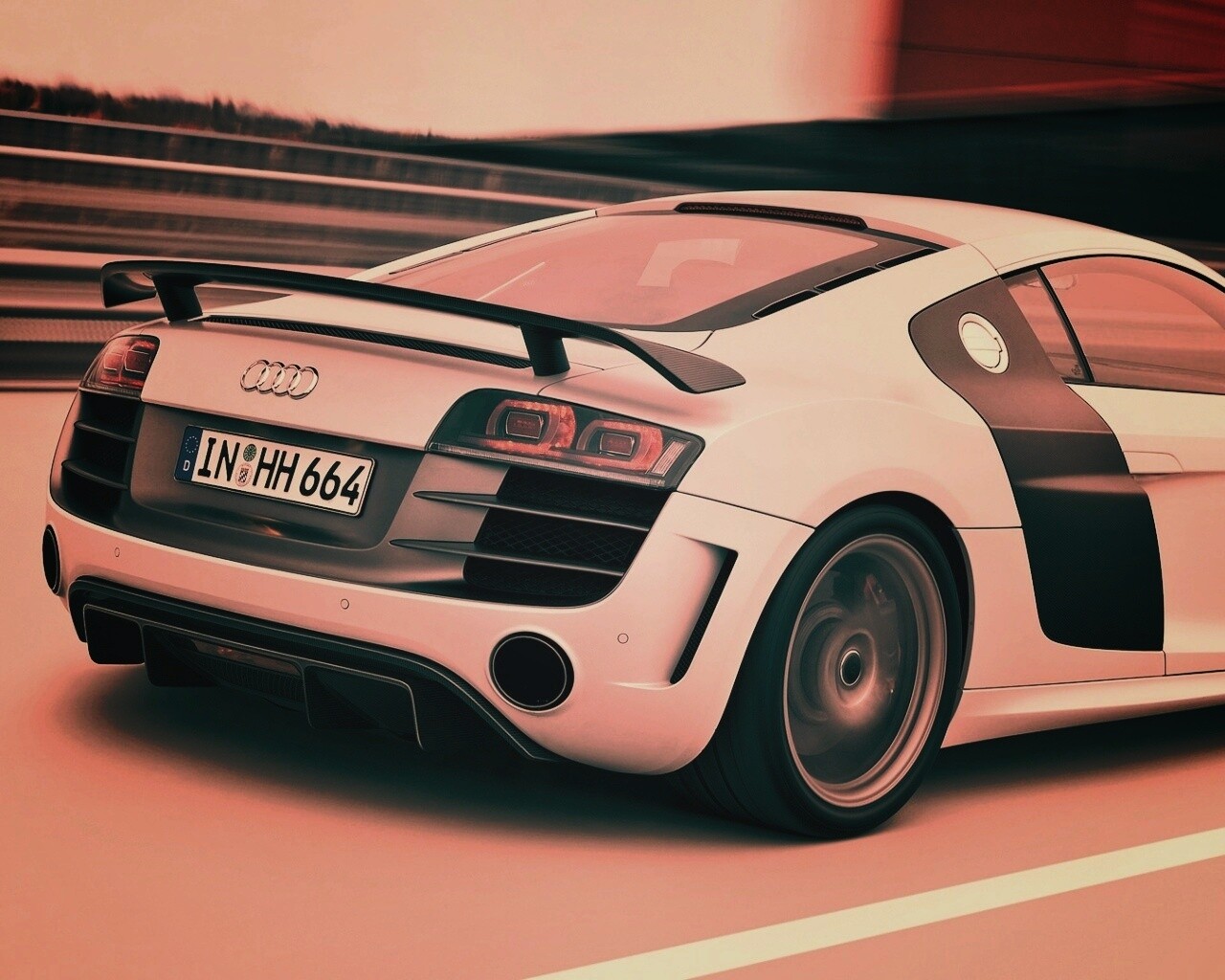 Audi R8 на скоростной трассе обои