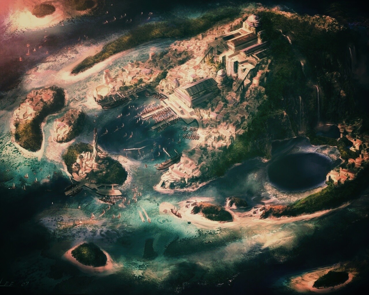 Город на острове обои