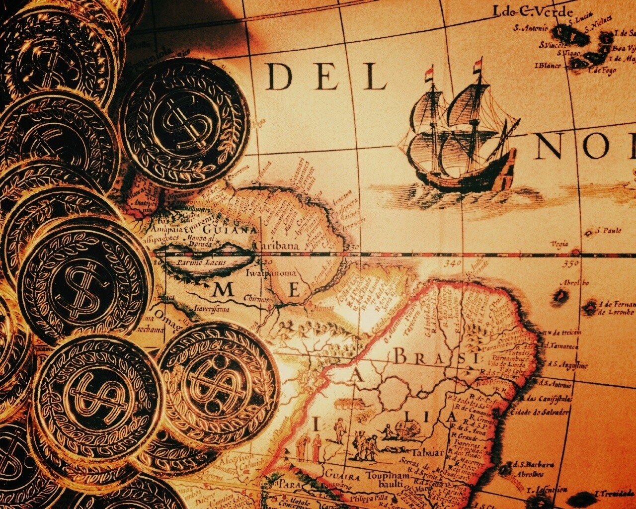 Деньги и карта сокровищ обои