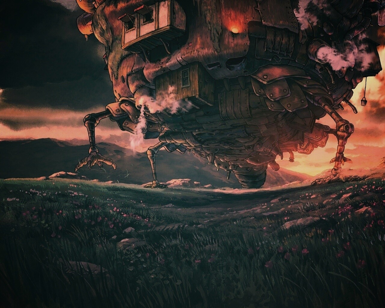 Ходячий замок в движении обои