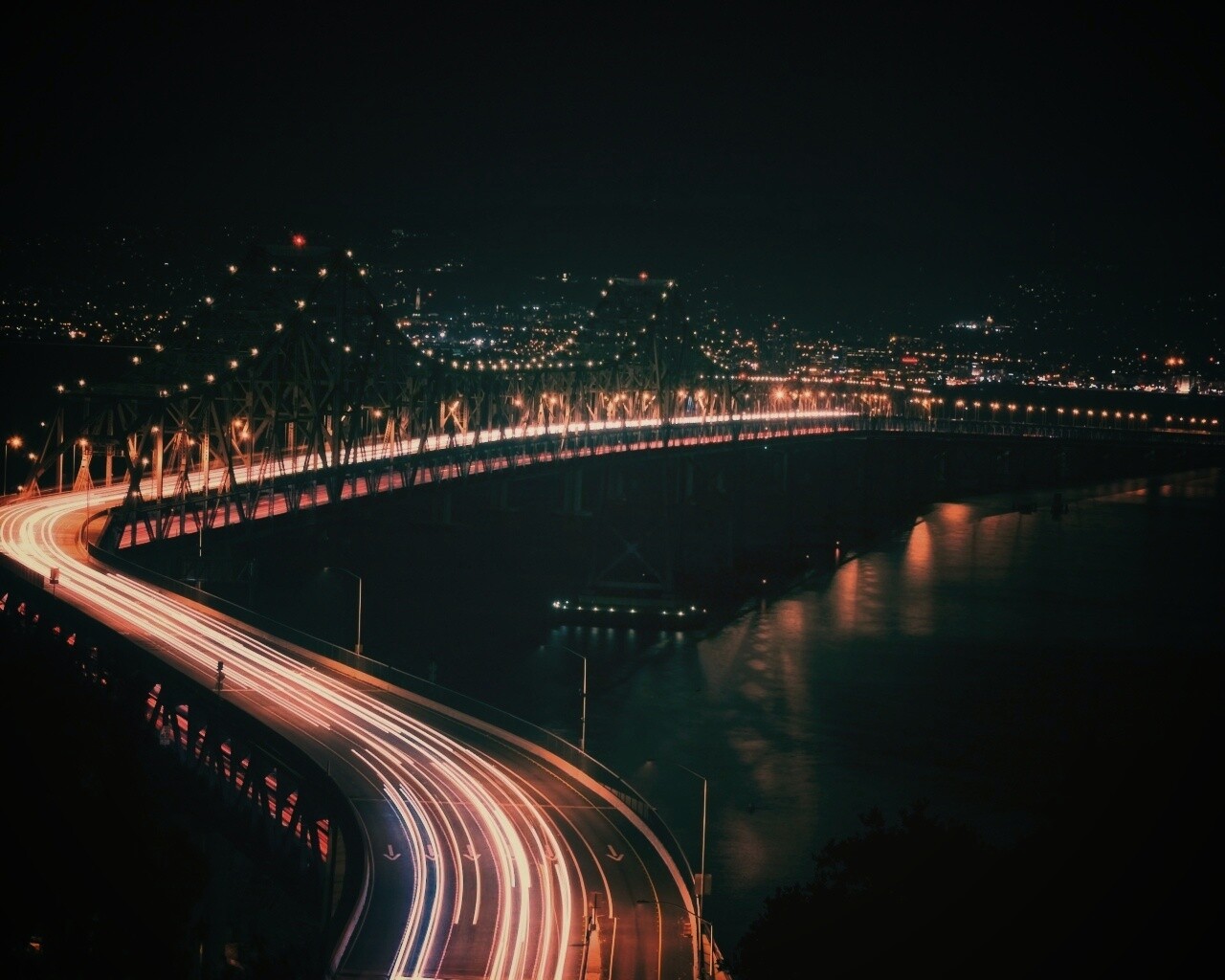 Вид на мост ночью обои