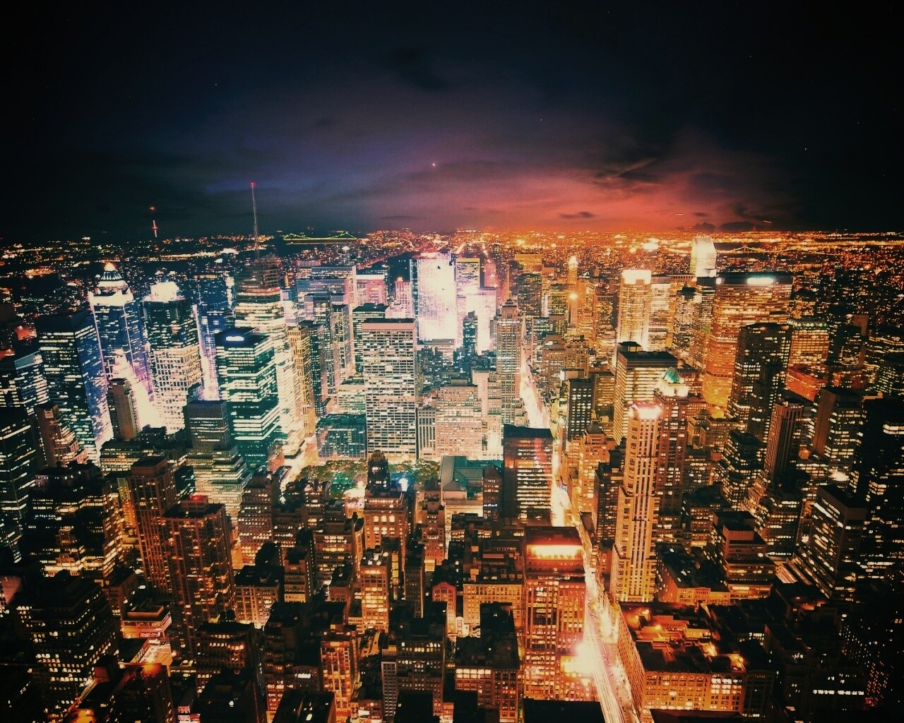 Вид на ночной Нью-Йорк обои