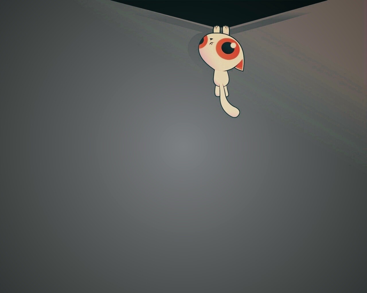 Кот, зацепившийся за край обои