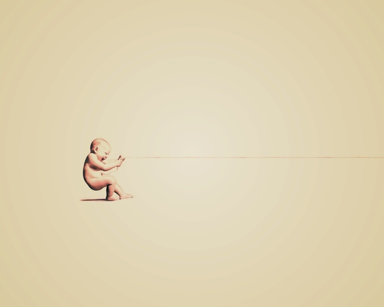 Младенец перетягивает пуповину обои