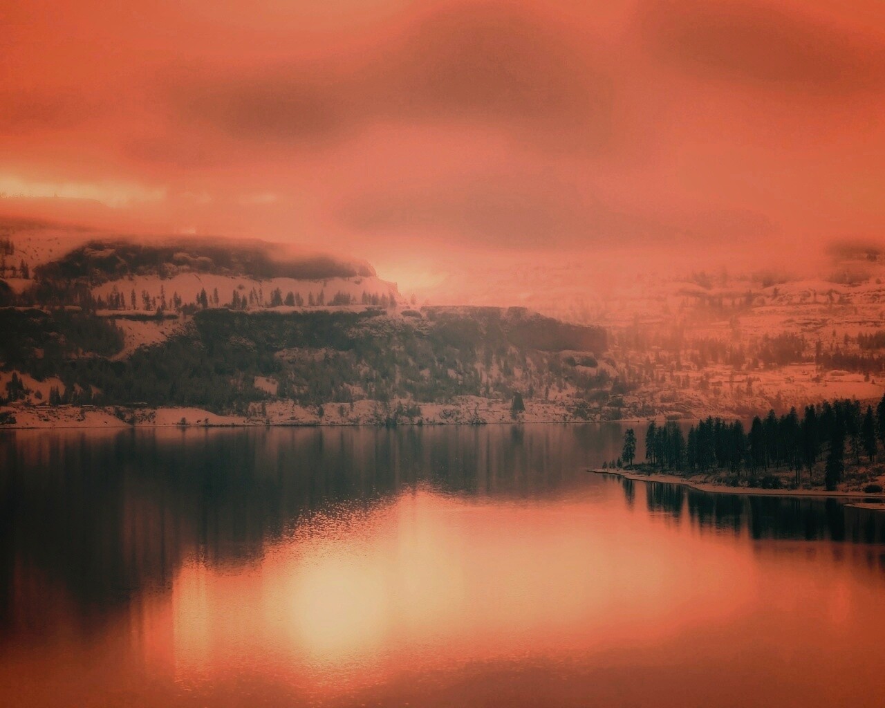 Озеро зимой обои