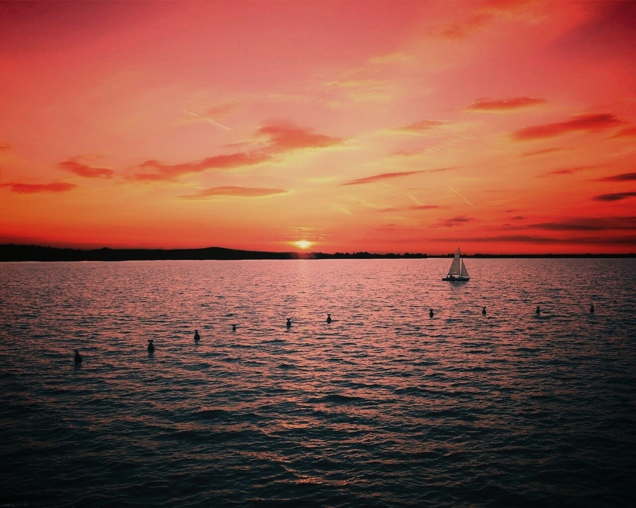 Морской закат обои