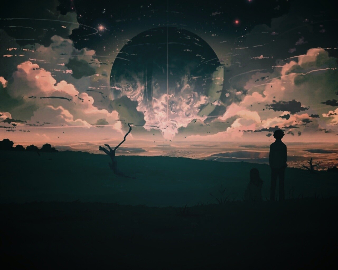 Кадр из творения Макото Синкая обои