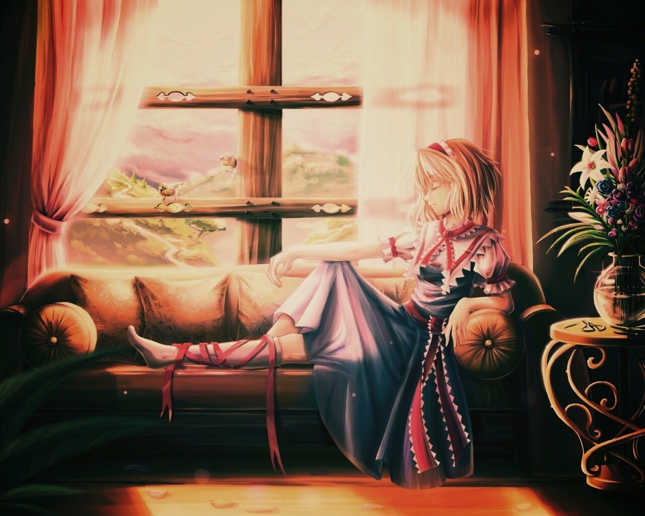 Девушка у окна обои