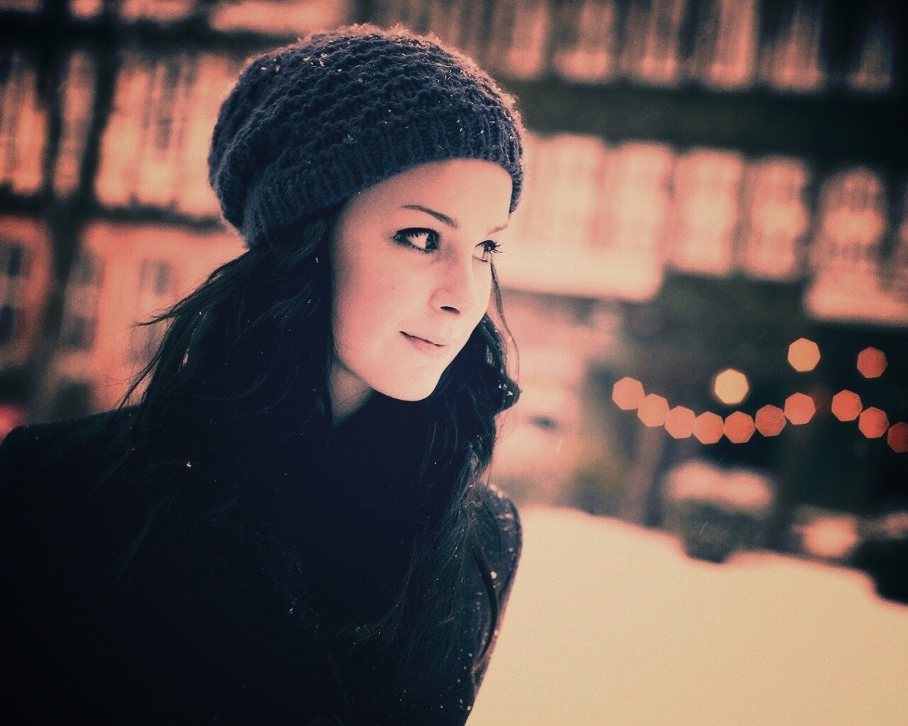 Девушка зимой обои