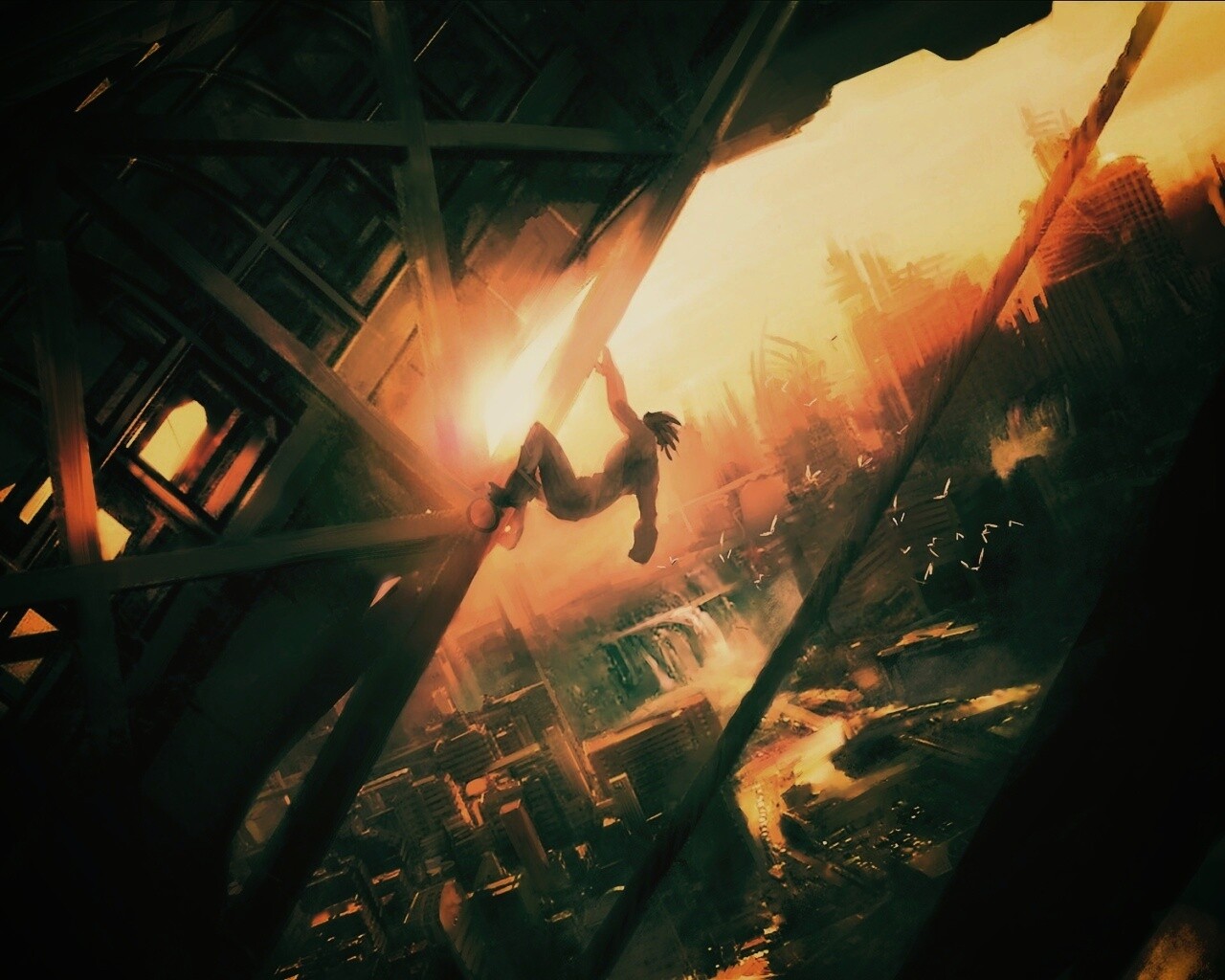 Мутант в постапокалиптическом городе обои