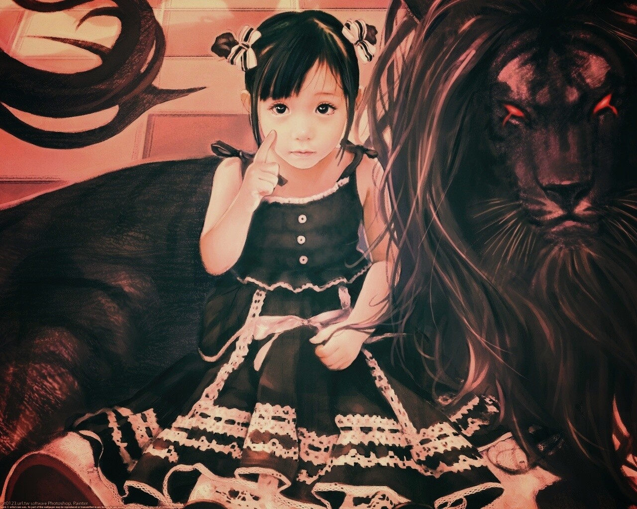 Тёмный лев обои