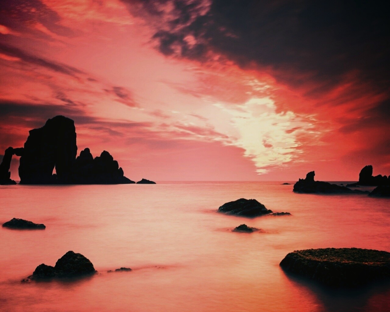 Закат на море обои