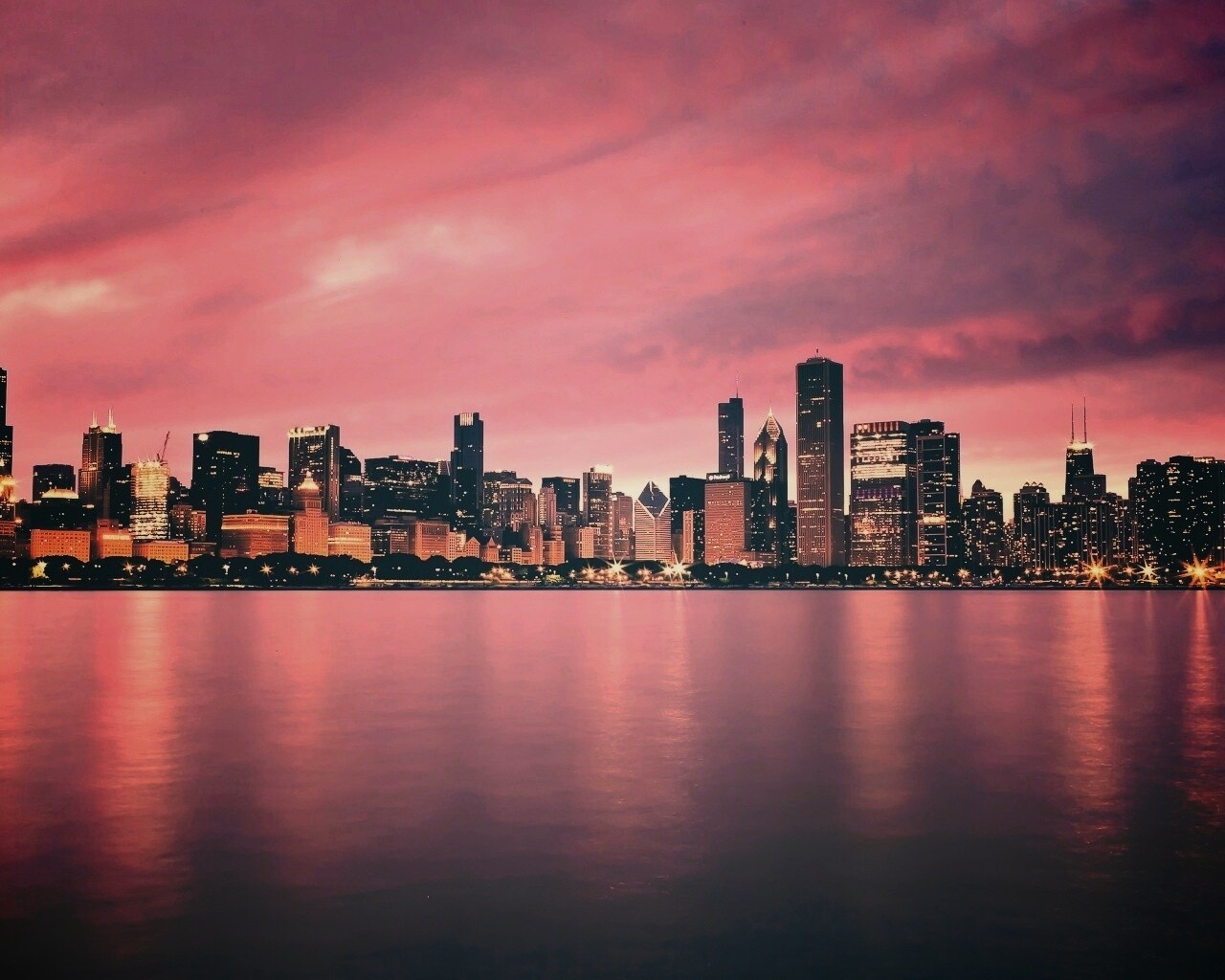 Чикаго с воды обои