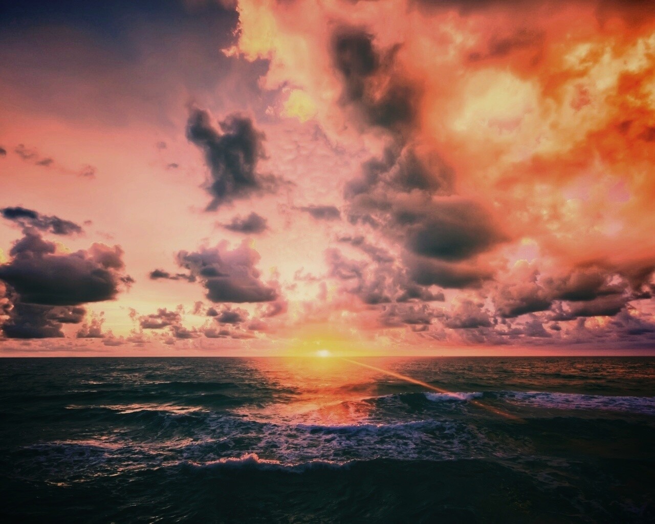 Закат на море обои