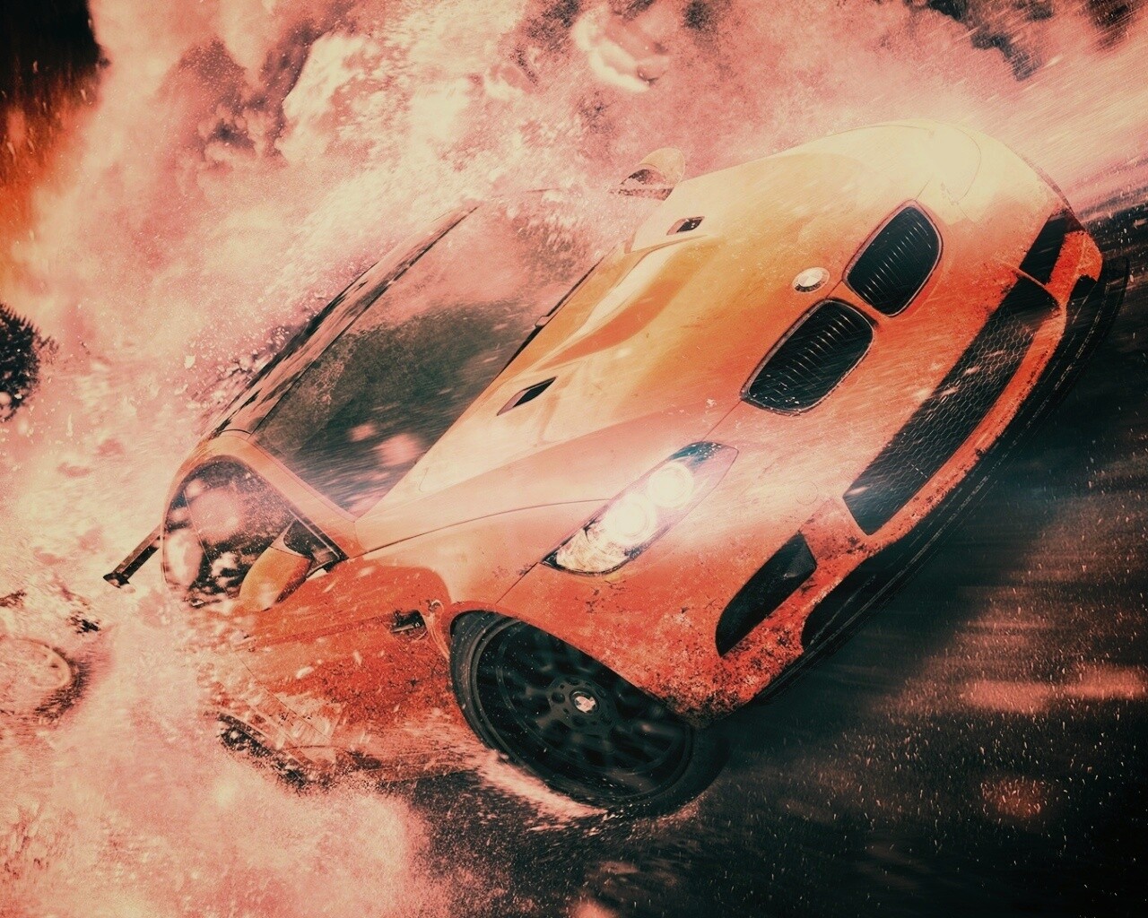 Погоня за оранжевым BMW обои