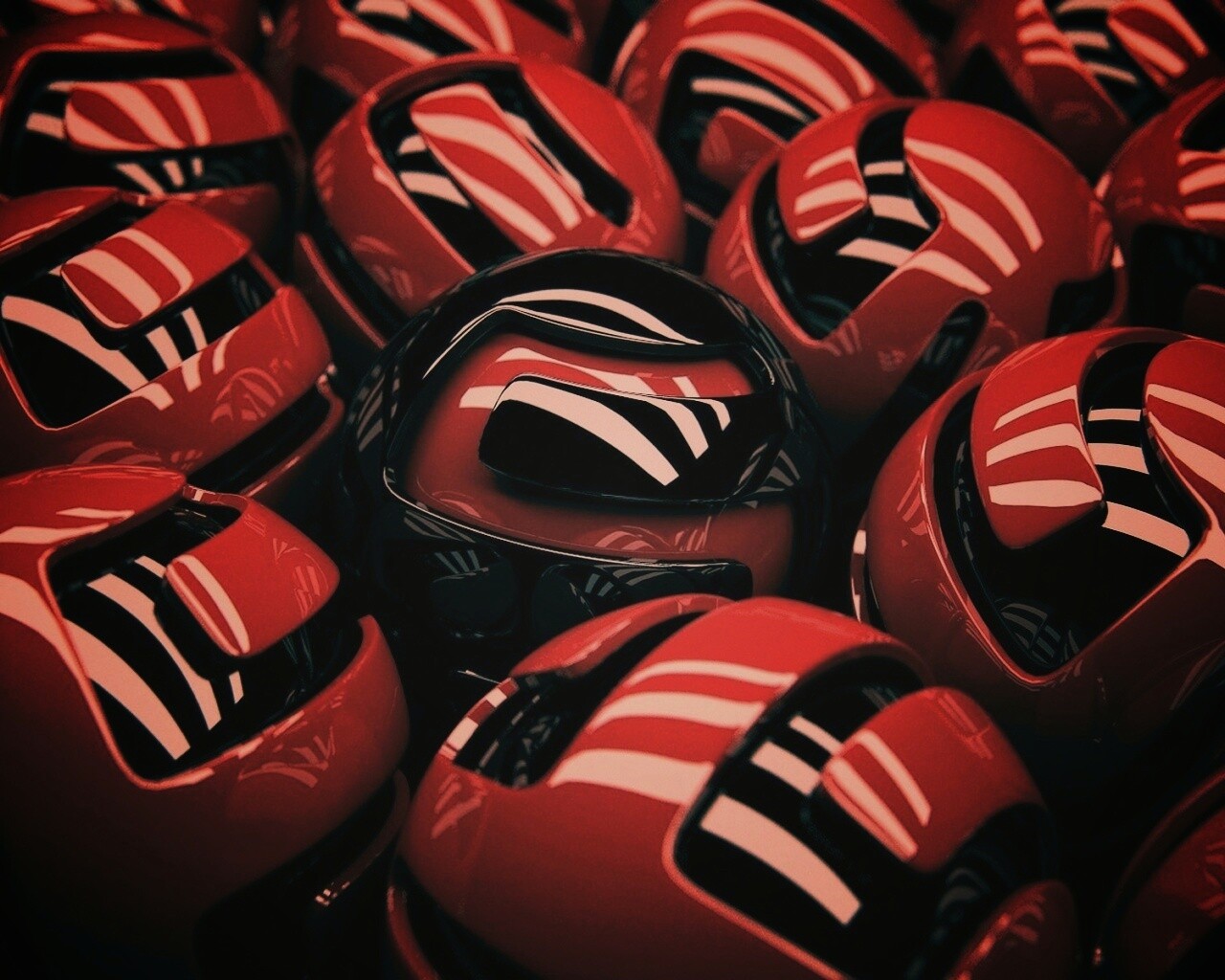 Красные объемные шарики обои