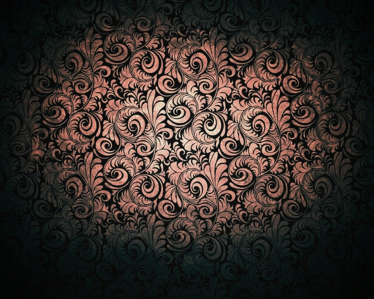 Черный фон с узорами и завитками обои