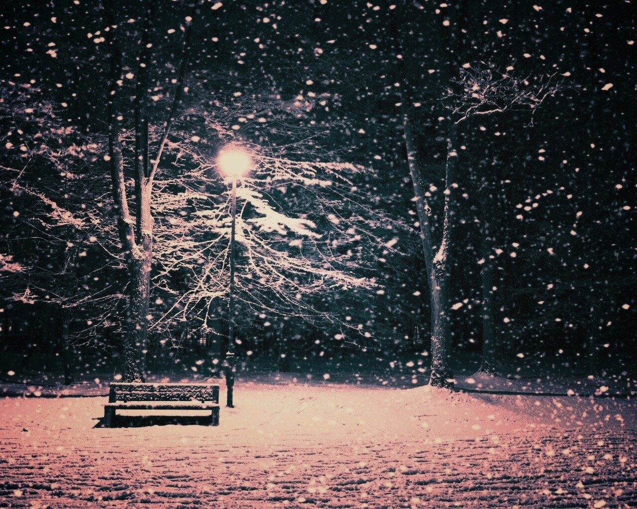 Ночь..улица..фонарь..скамейка.. обои