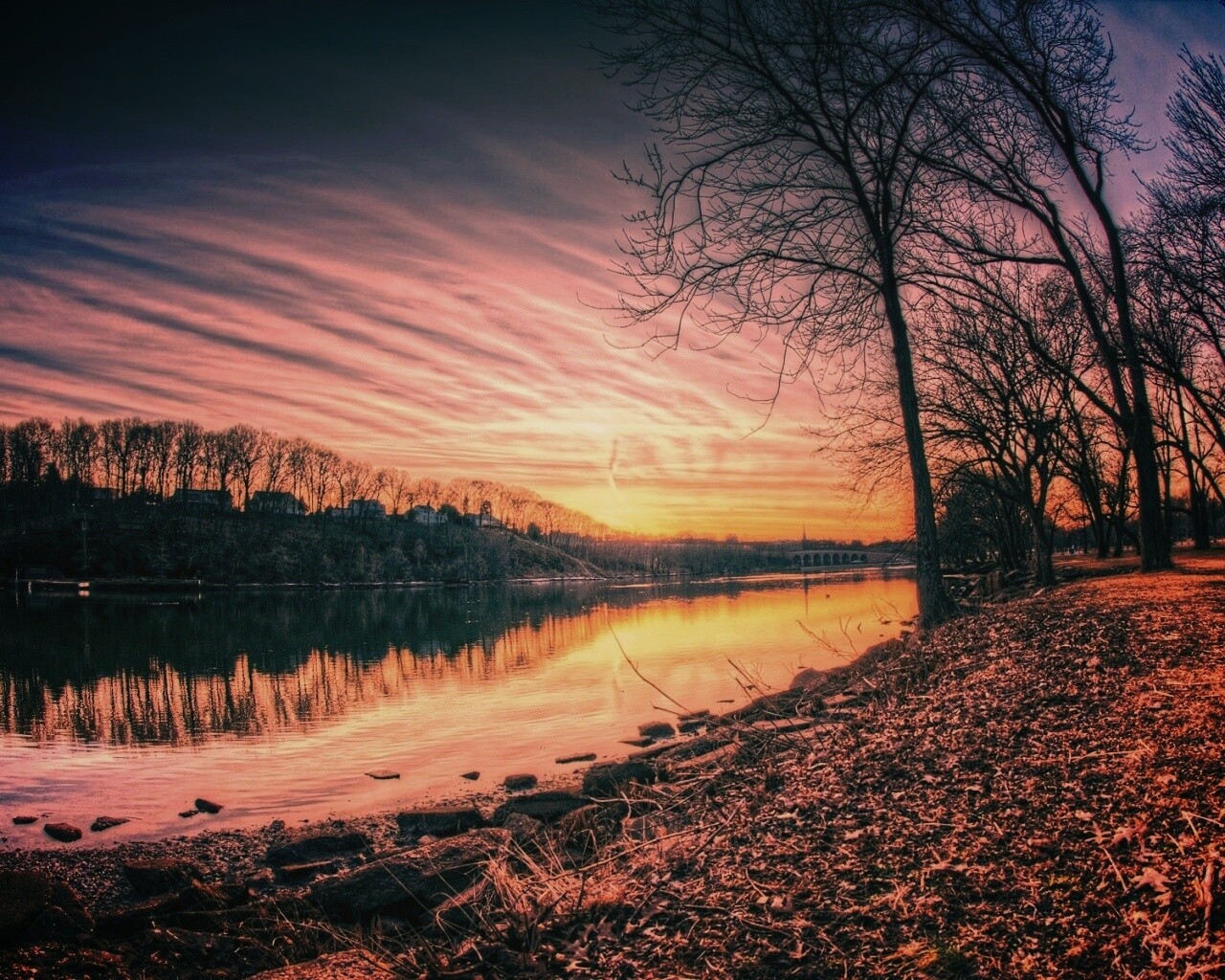 Осенний закат обои