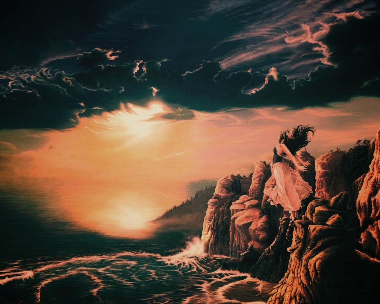 Прыжок с обрыва обои