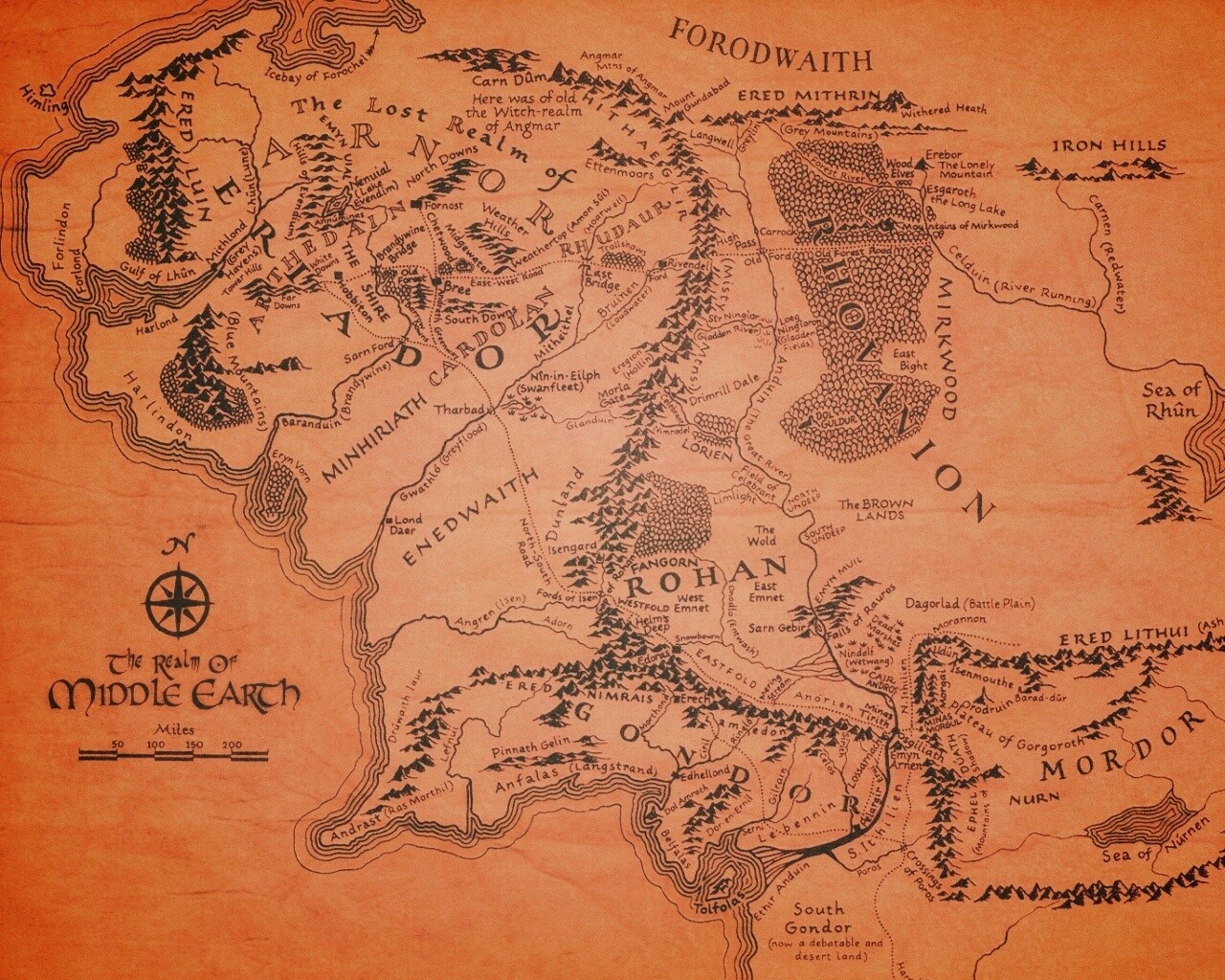 Карта Средиземья обои