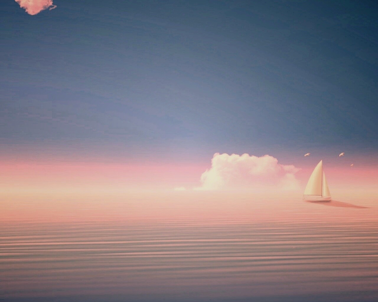 Голубые обои под хорошее настроение с парусником обои