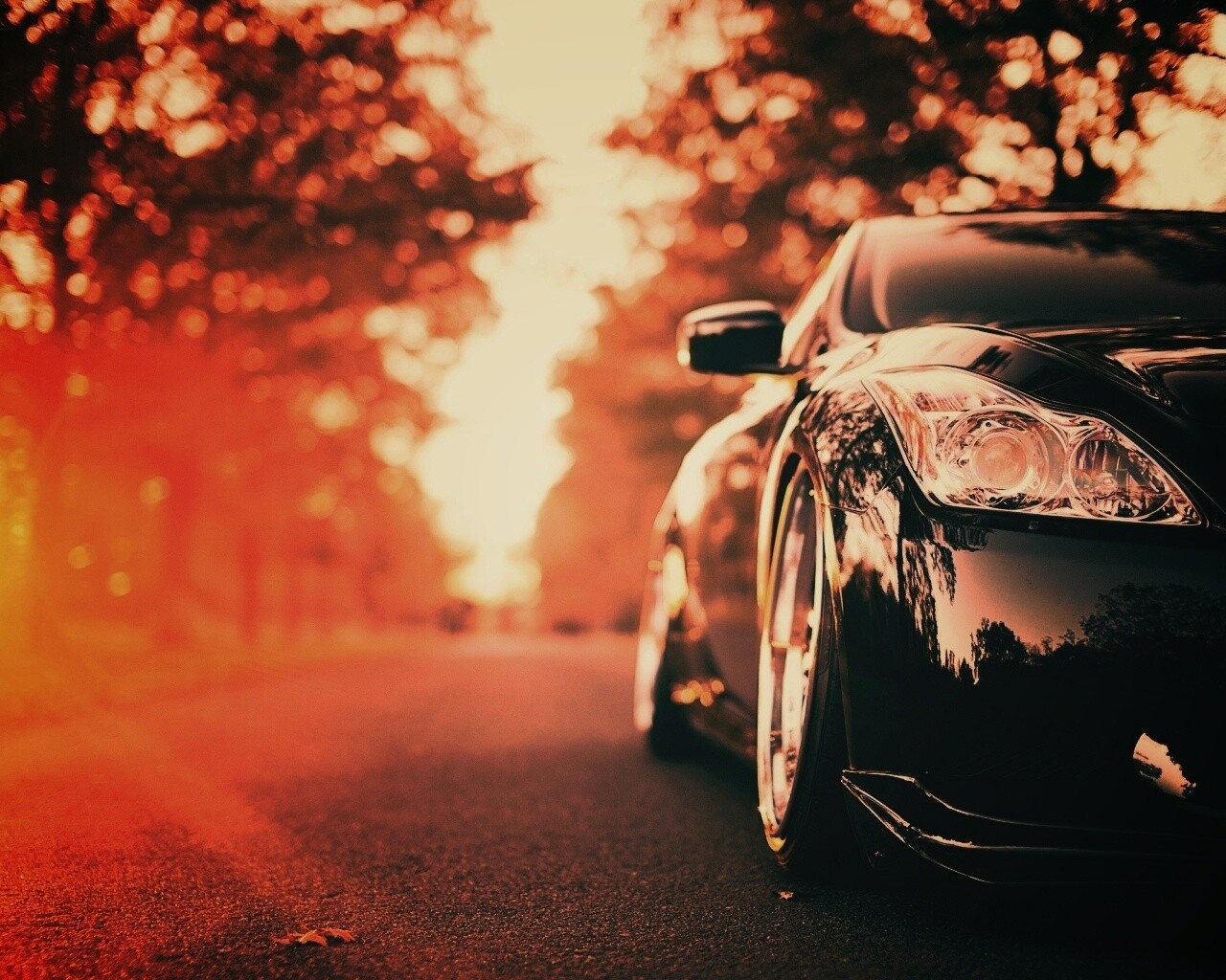Автомобиль на закате обои