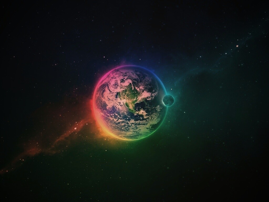 Земля в радужном ореоле обои