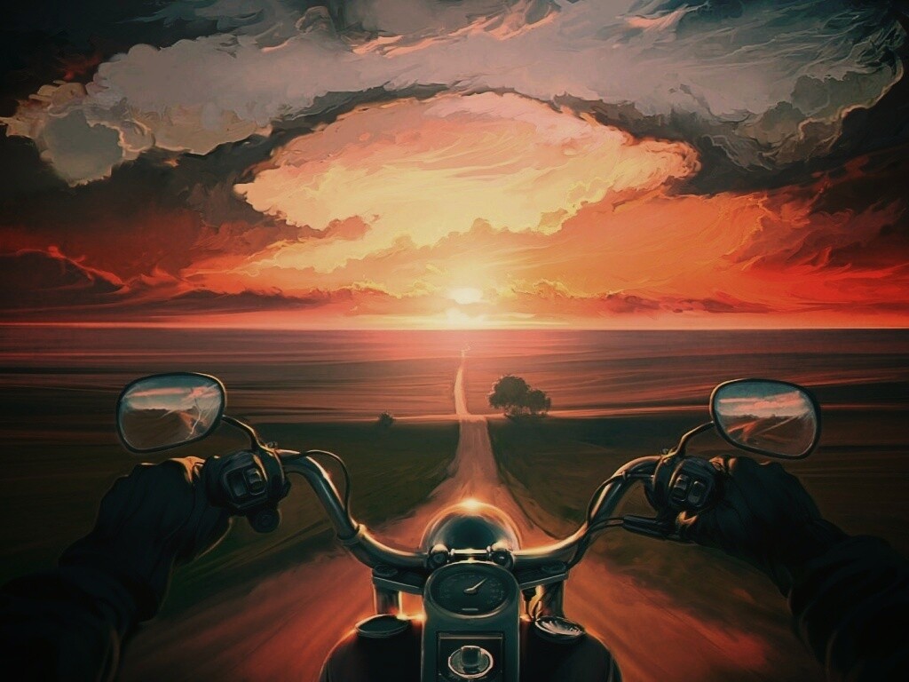 Дорога на закат обои