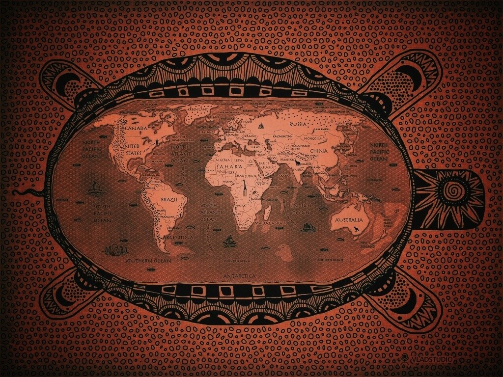 Карта мира на черепахе обои