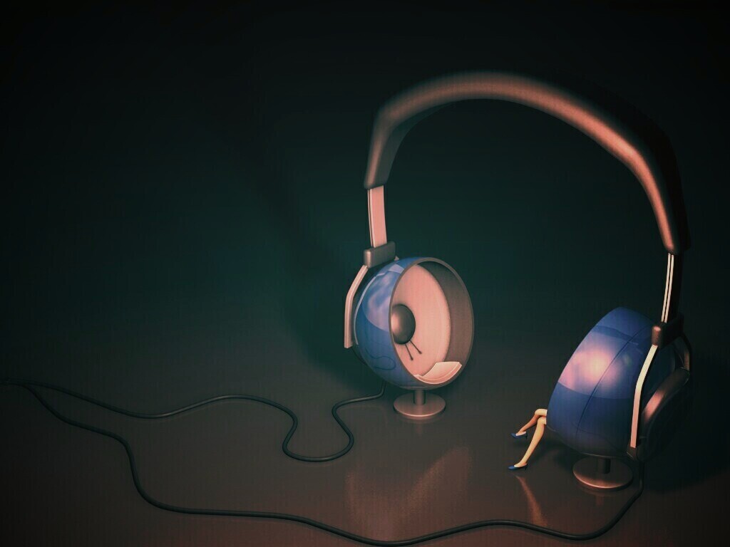 Девушка в наушниках обои