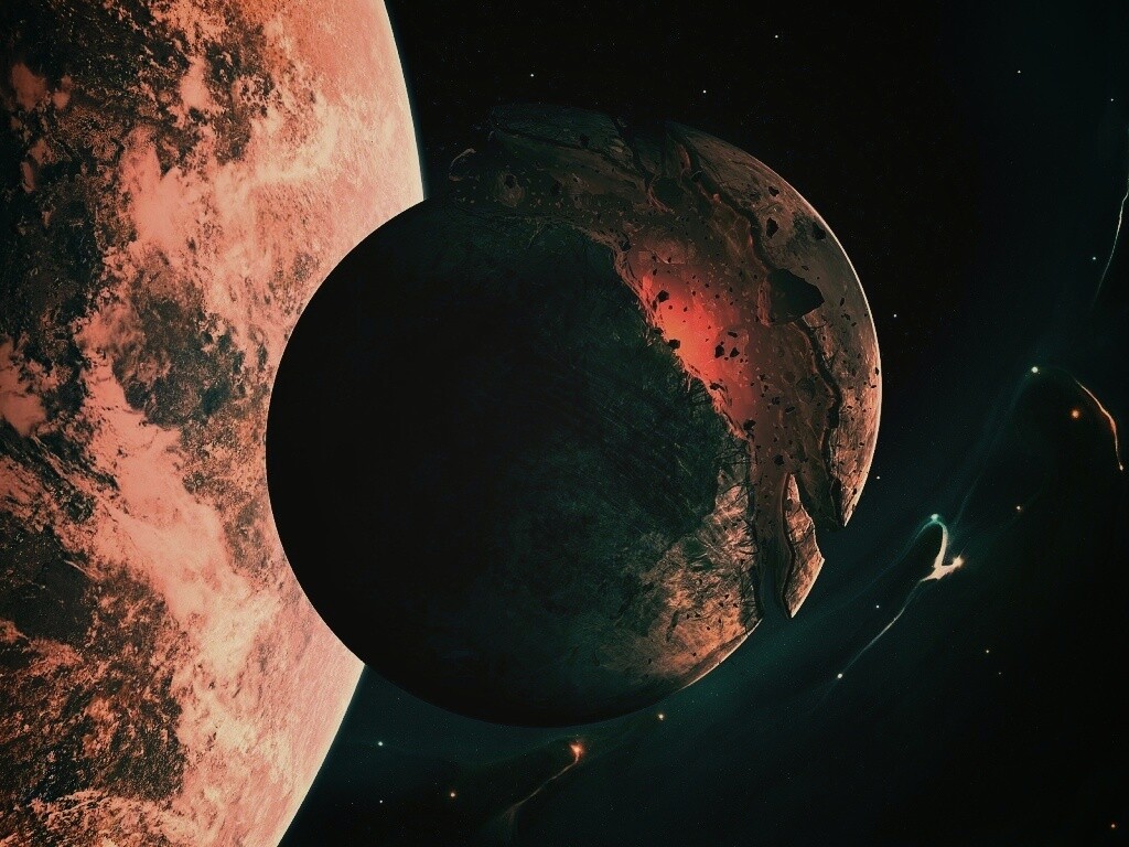 Спутник раскалывается пополам обои