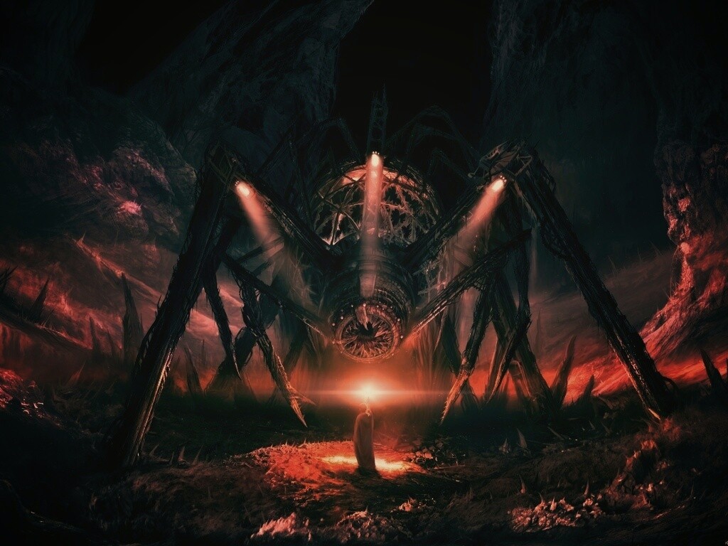 Свет против механического монстра обои