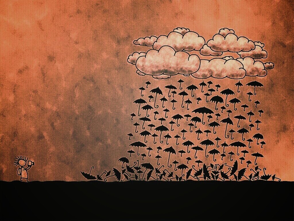 Дождь из зонтиков обои