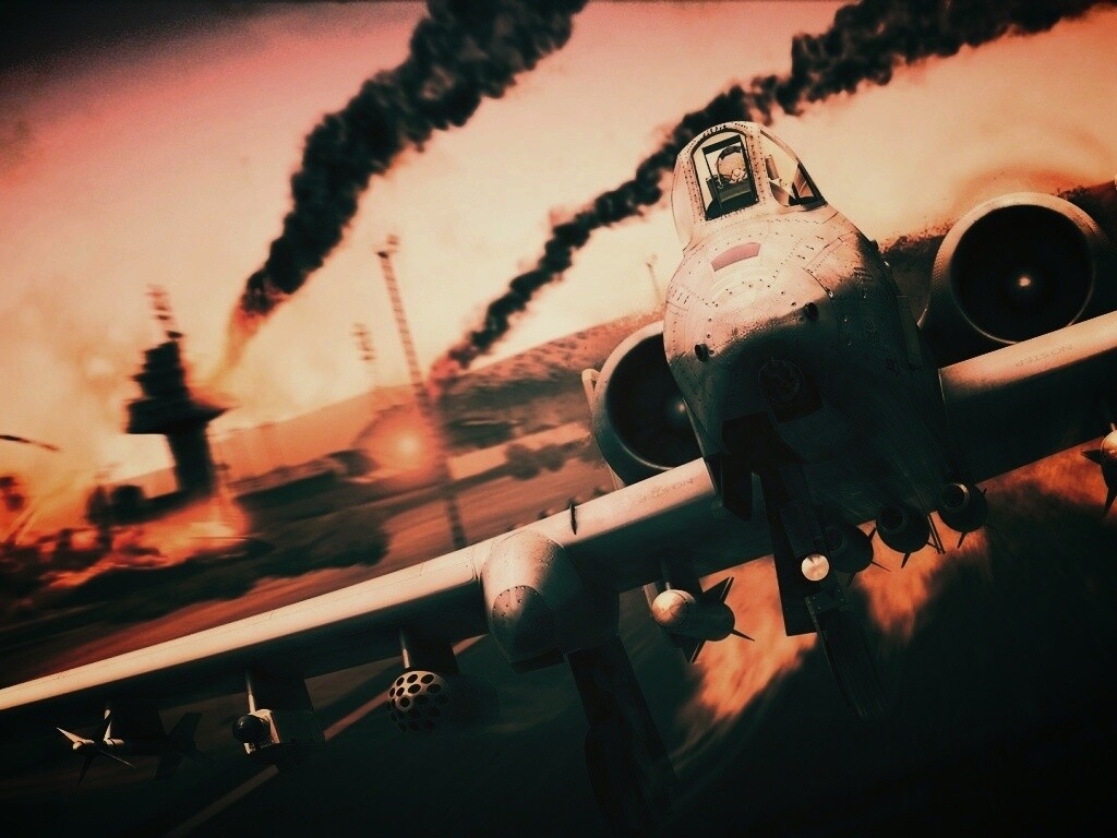 Самолет взлетает с атакованного аэродрома обои