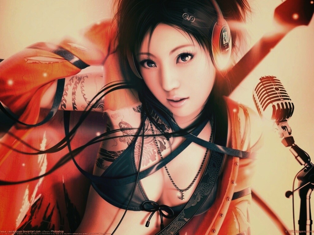 Поющая японка обои