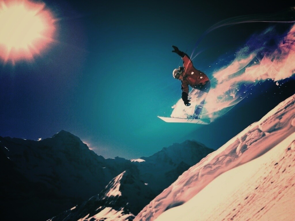 Сноубордист в прыжке обои