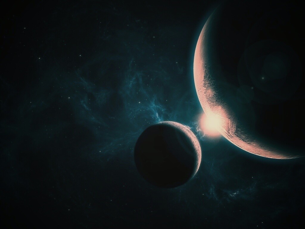 Планета и спутник обои