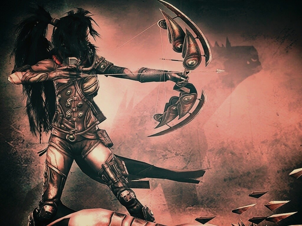 Лучница с боевым псмо обои