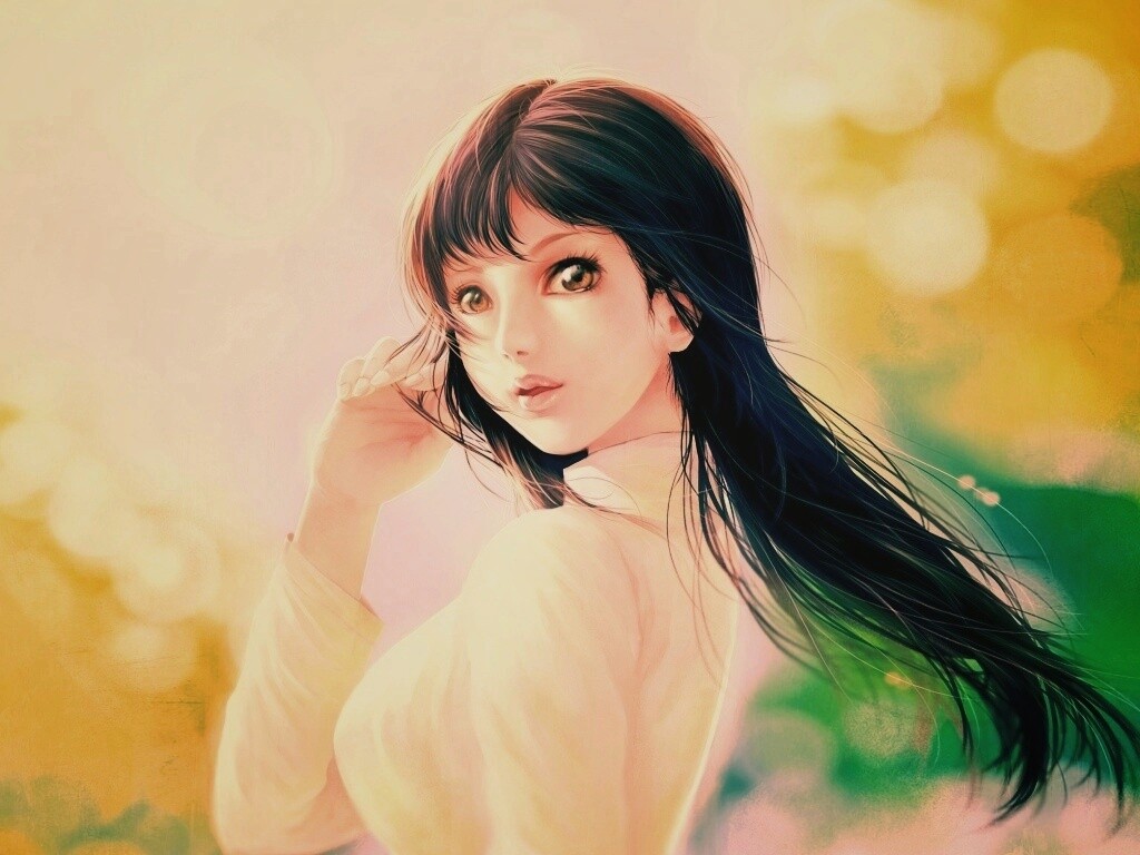 Девушка вполоборота обои