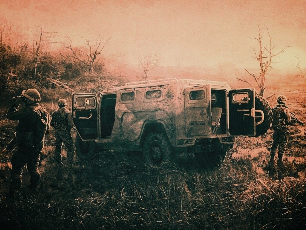 Солдаты из сталкера на болоте обои