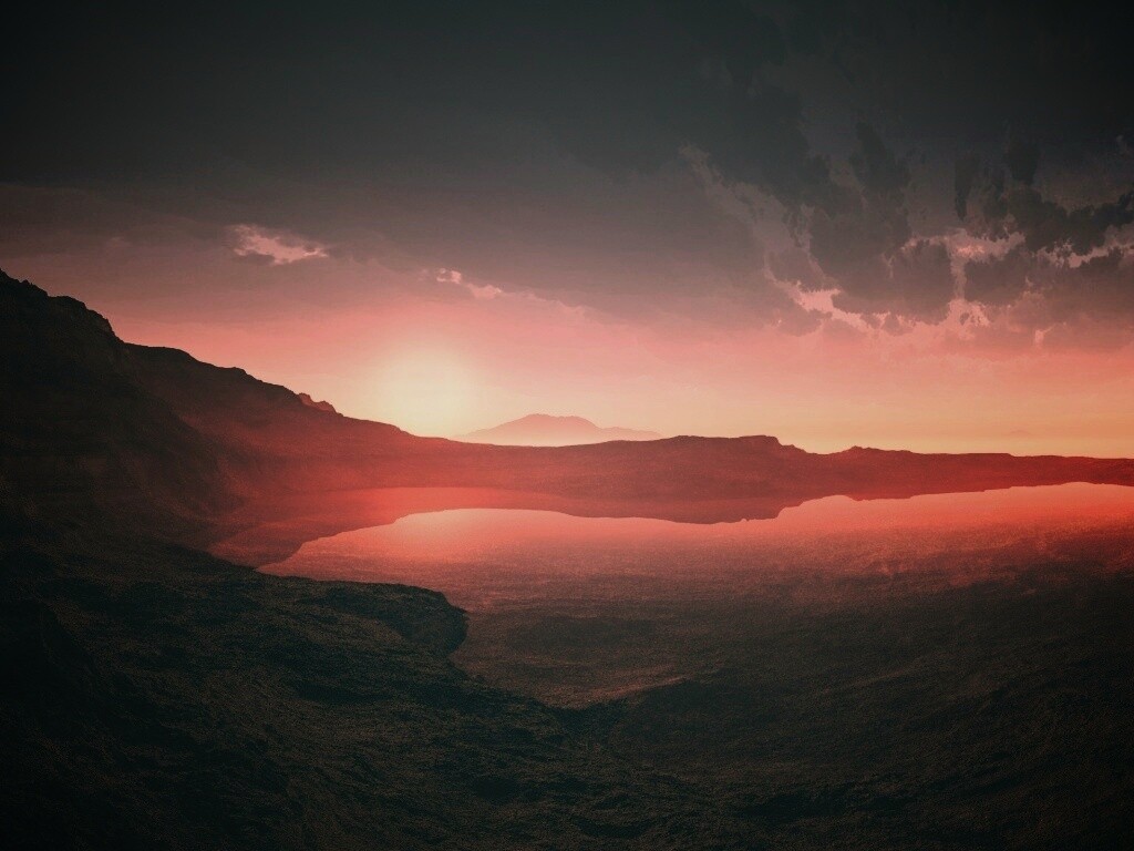 Озеро в каменистой пустыне обои