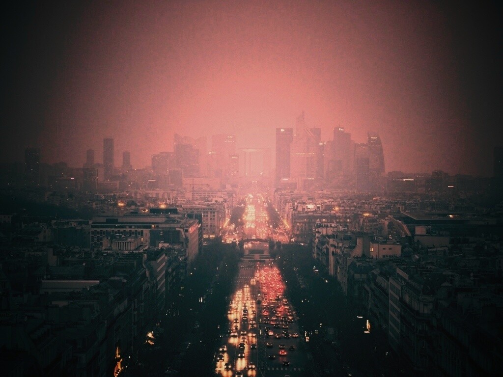 Ночной город в тумане обои