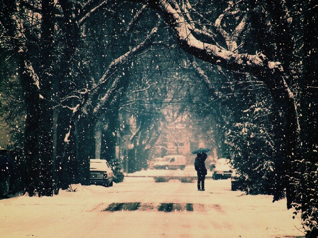 Зимняя улица обои