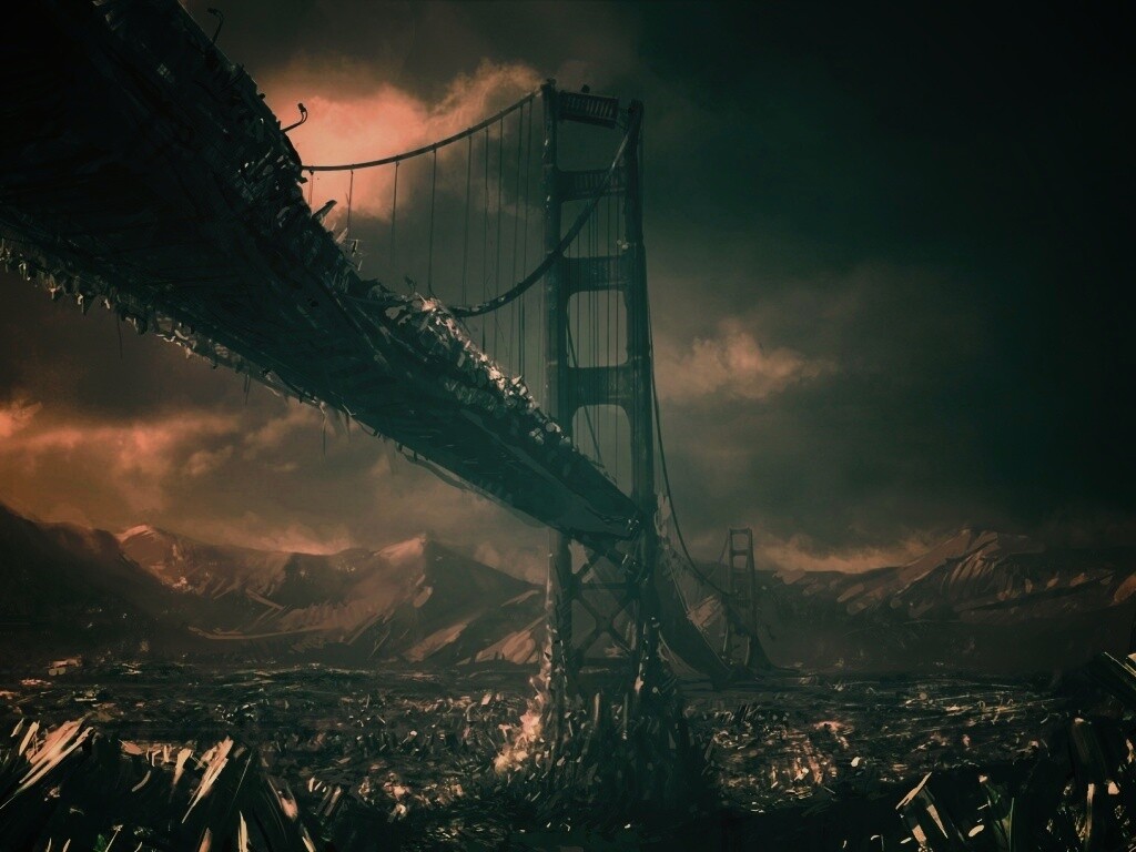 Постапокалиптические Золотые Ворота обои