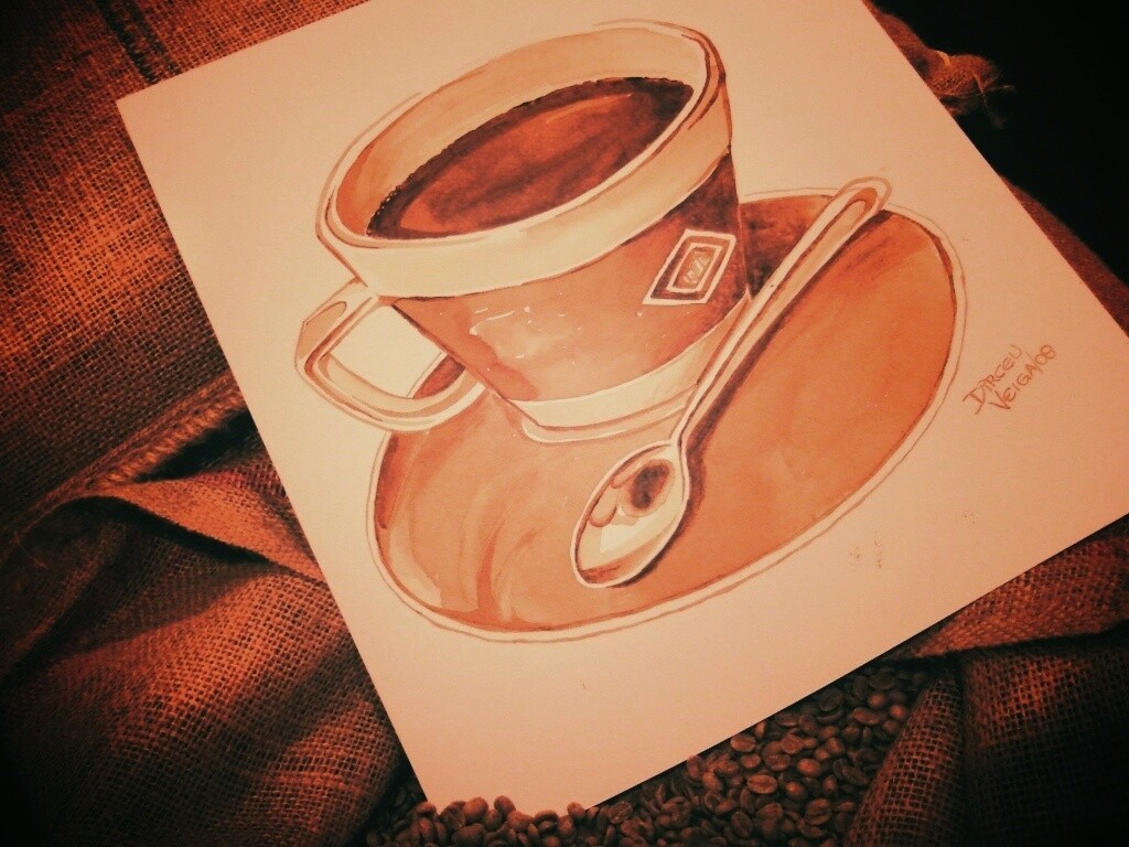Нарисованная чашка кофе обои