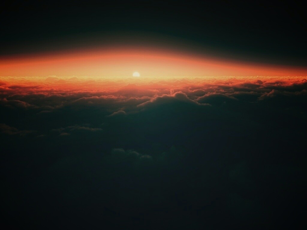 Закат над облаками обои